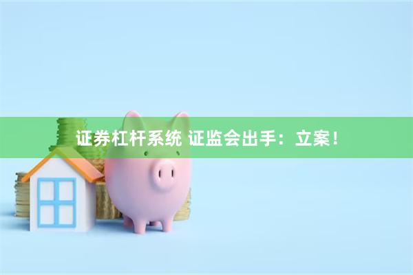 证券杠杆系统 证监会出手：立案！